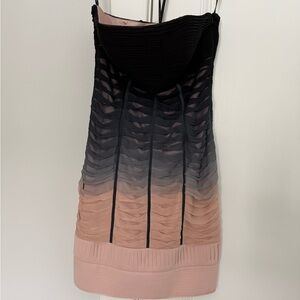Sue Wong Black and Pink Gradient Mini Dress